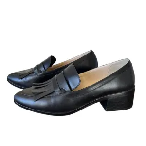 Cole Haan Loafer Pump Margarite Size 8 B Black Leather Kiltie Fringe Comfot