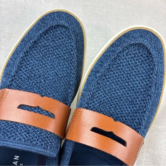 Cole Haan Mens Blue Knit Laceless Slip On Loafers 11M