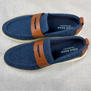 Cole Haan Mens Blue Knit Laceless Slip On Loafers 11M
