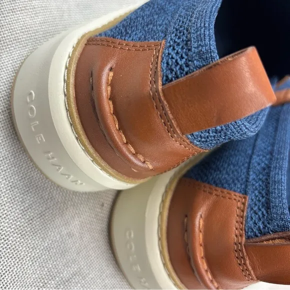 Cole Haan Mens Blue Knit Laceless Slip On Loafers 11M