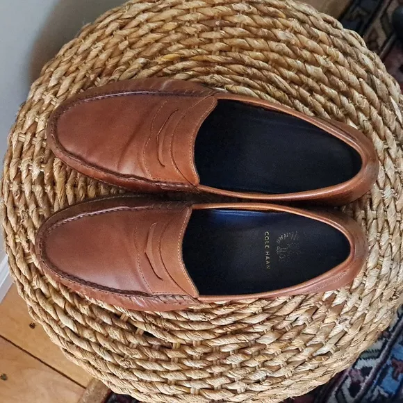 Cole Haan Mens Classic Pinch‎ Maine Saddle Brown Leather Penny Loafers Size 10