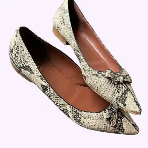 Cole Haan Signature Snakeskin flats, Bow Pointed Toe Size 7.5B