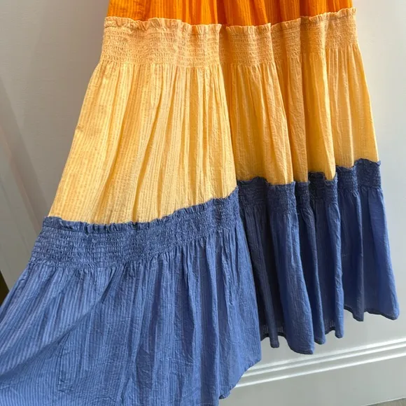 Colorful cotton summer dress Size XS/S. Like new. Long maxi sleeveless dress.