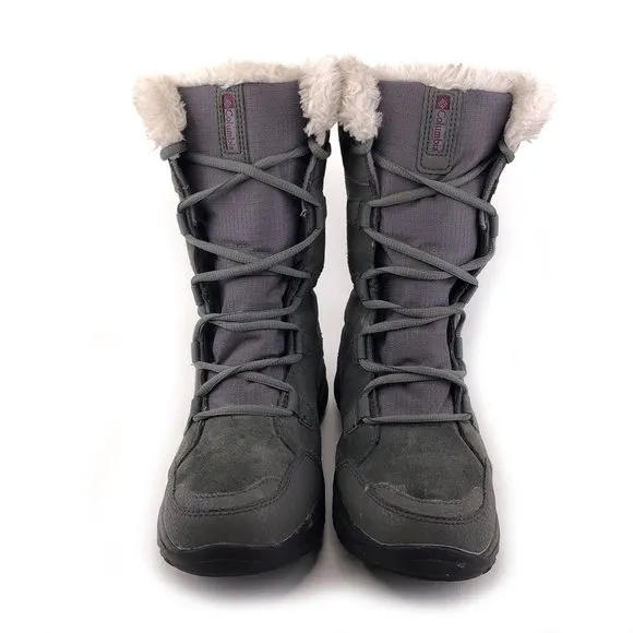 Columbia Ice Maiden II Gray Leather Winter Snow Boots 8