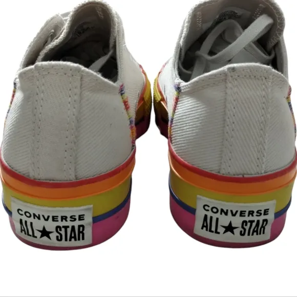 Converse All Star OG Womens Lift Low Tan Rainbow Platform Sneakers Size 7 Grunge
