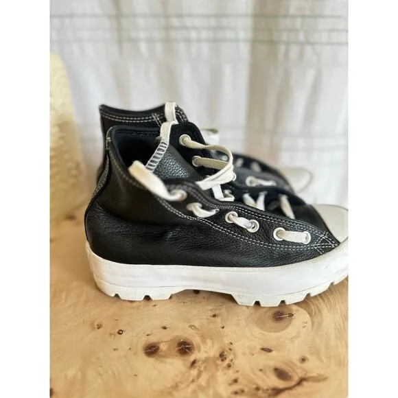 Converse Chuck Taylor AllStar Lugged Leather Sneakers Women’s 6.5 Black High Top