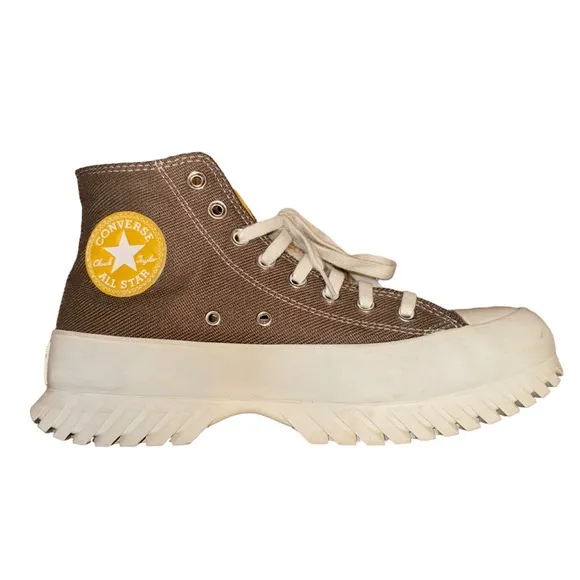Converse High Top Platform Sneakers In Brown &amp; Yellow