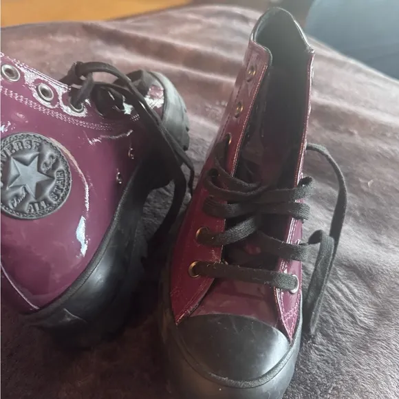Converse Purple and Black High-Top Sneakers