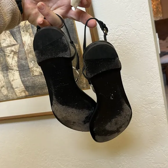 COPY - YSL Belfator Flat Black Sandals with Silver Ring