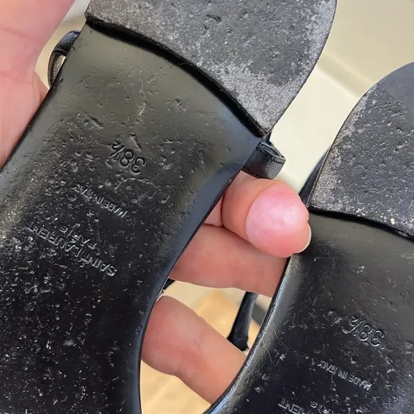 COPY - YSL Belfator Flat Black Sandals with Silver Ring