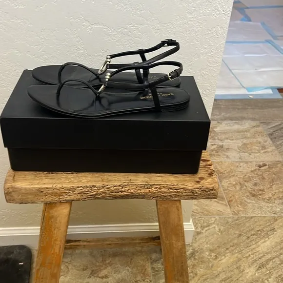COPY - YSL Belfator Flat Black Sandals with Silver Ring