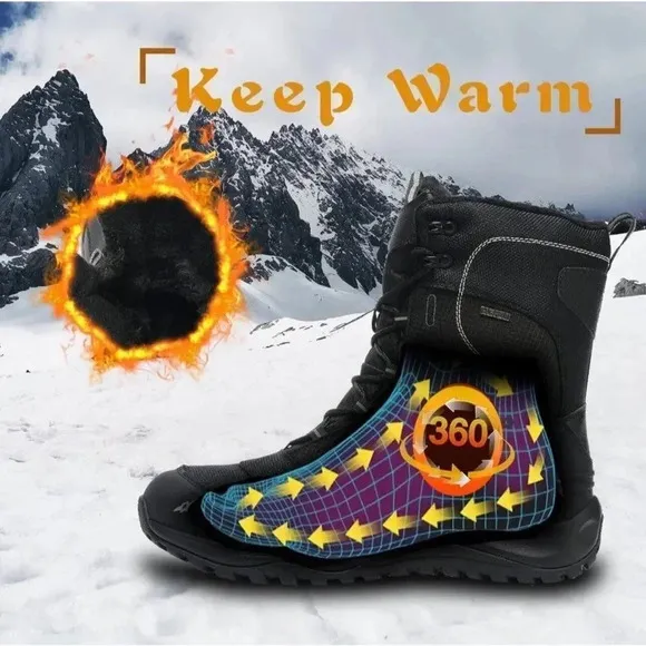 Cozhloyn Men's Snow Boots Warm Non-Slip Waterproof Outdoor High-Top Hiking 13.5