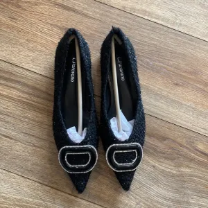 C.Paravano black ballet flats with pointed toe
