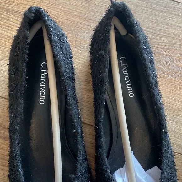 C.Paravano black ballet flats with pointed toe