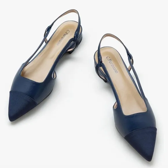 C.Paravano Women's Pointed Toe Slingback Flats | Comfort Heeled Sandals 11