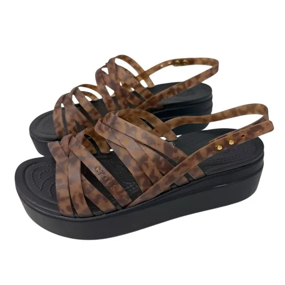 Crocs Brooklyn Tortoise Strappy Wedge Platform Sandals Women's Size 10