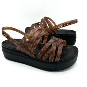 Crocs Brooklyn Tortoise Strappy Wedge Platform Sandals Women's Size 10