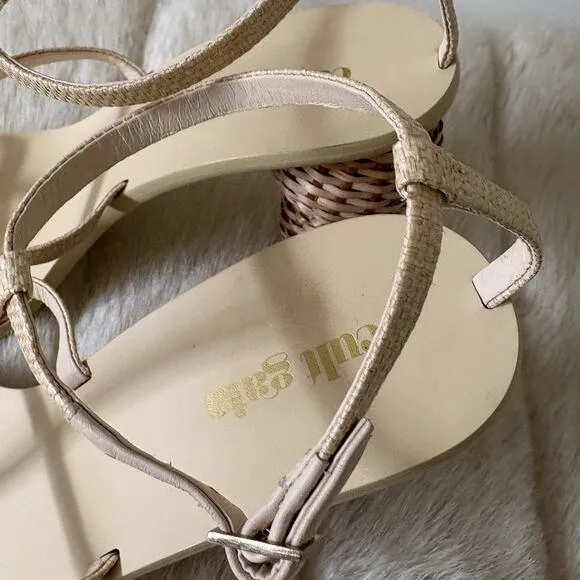 CULT GAIA Rattan Strappy Sandals Womens 6 EU 36.5 Heeled Slingbacks