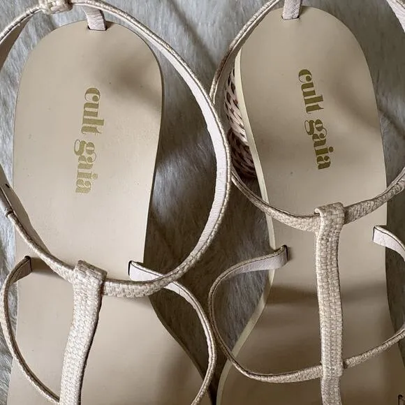 CULT GAIA Rattan Strappy Sandals Womens 6 EU 36.5 Heeled Slingbacks
