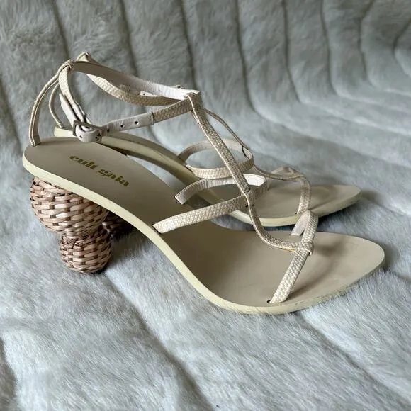 CULT GAIA Rattan Strappy Sandals Womens 6 EU 36.5 Heeled Slingbacks