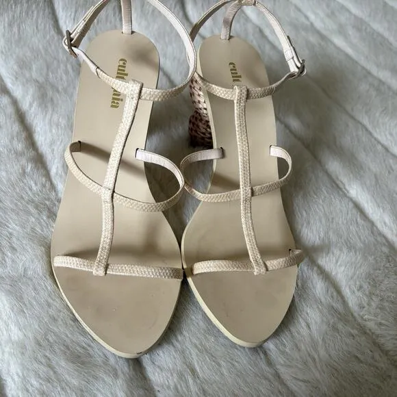 CULT GAIA Rattan Strappy Sandals Womens 6 EU 36.5 Heeled Slingbacks