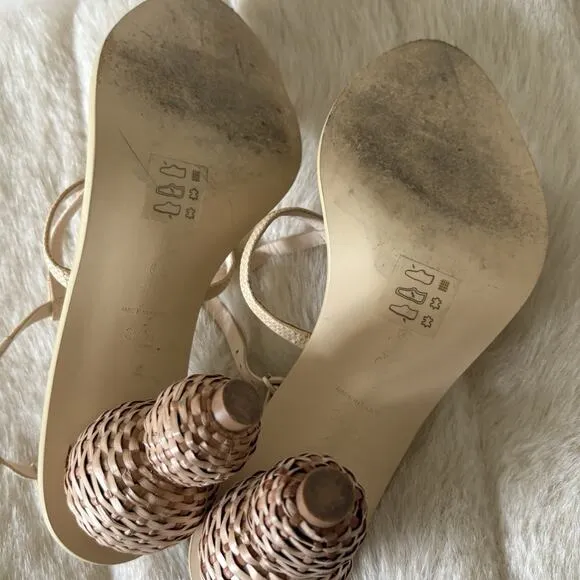 CULT GAIA Rattan Strappy Sandals Womens 6 EU 36.5 Heeled Slingbacks