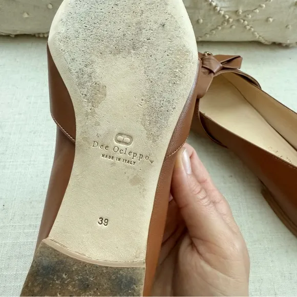 Dee Ocleppo Dominic Italian Tan Brown Leather Flats in Cuba, size 39