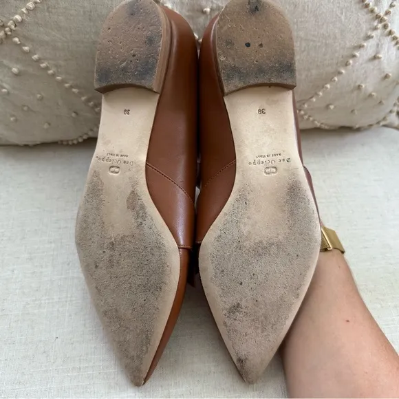 Dee Ocleppo Dominic Italian Tan Brown Leather Flats in Cuba, size 39