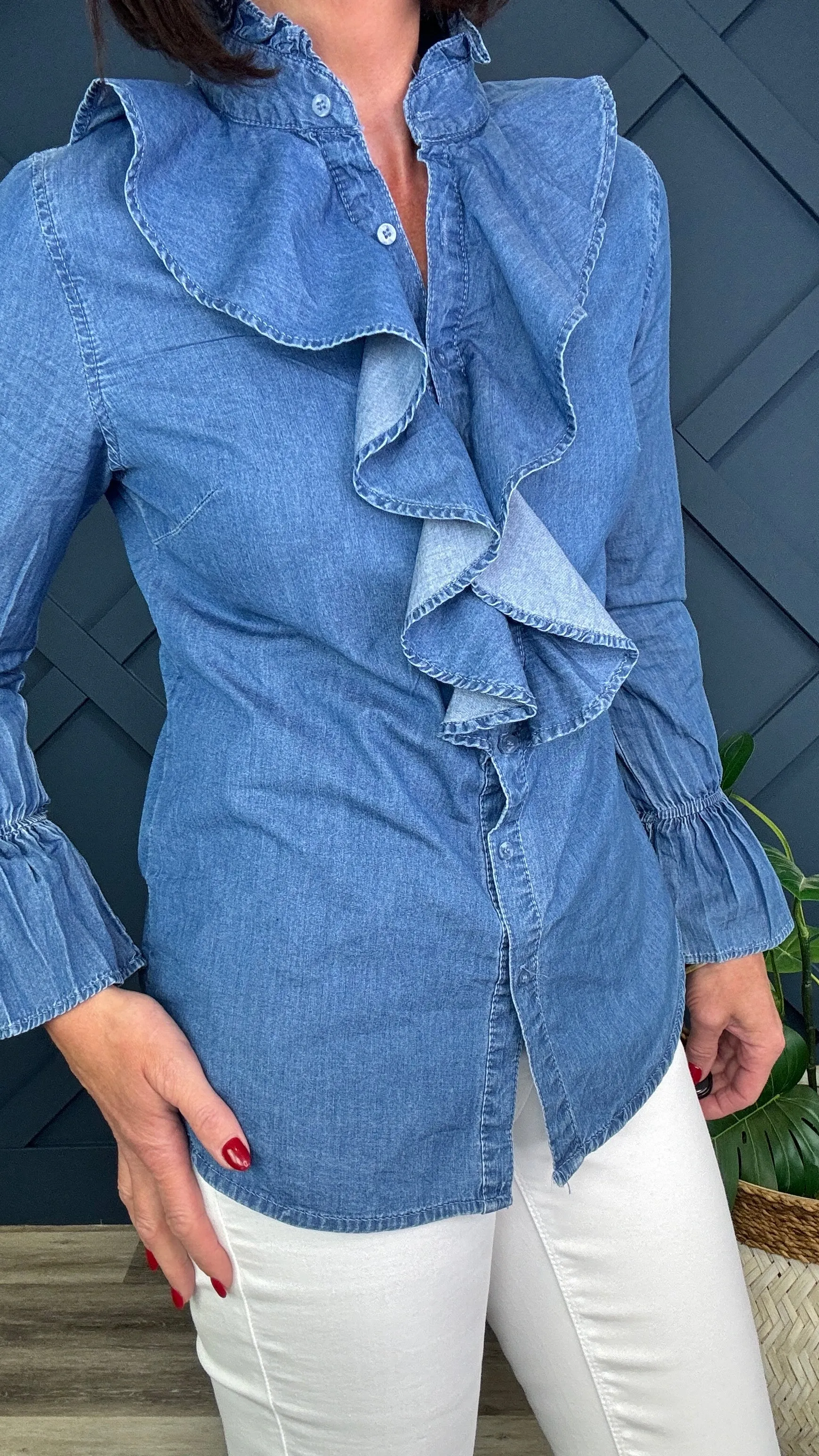 Denim Frill Shirt