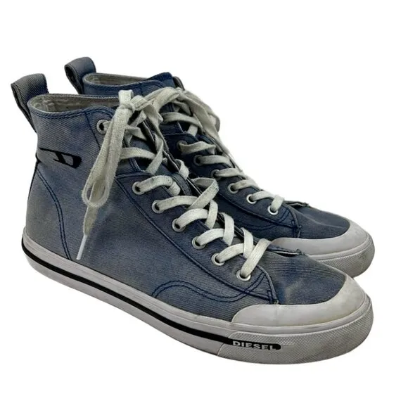 Diesel Men's Acid wash Denim S-Athos High Top Sneakers