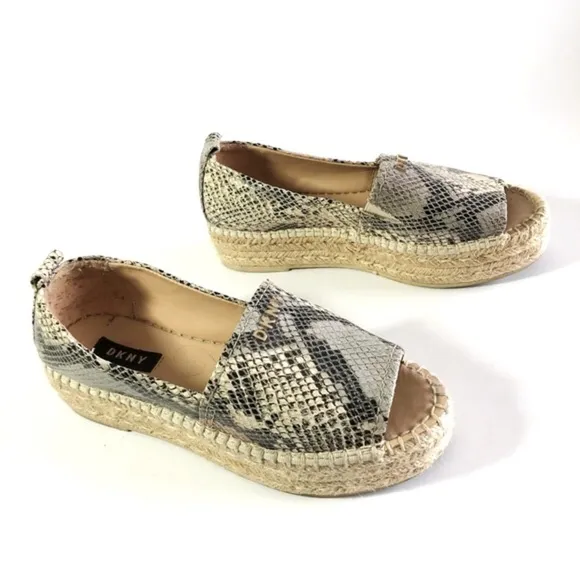 DKNY Mer Snake Peep Toe Platform Espadrille