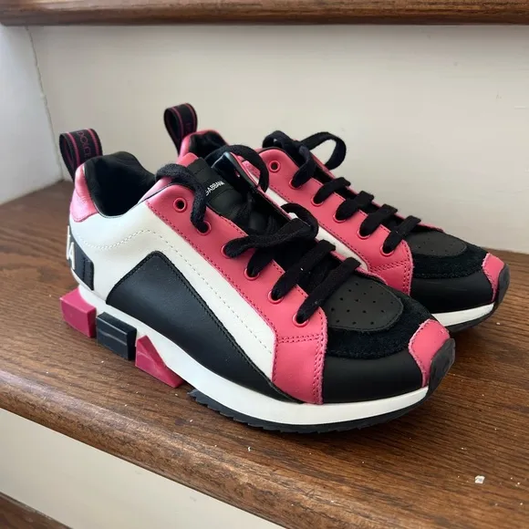 Dolce &amp; Gabbana Pink and White Sneakers Modern Design