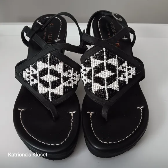 Donald J Pliner Beaded Black Strappy Vito Sandals
