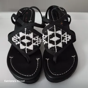 Donald J Pliner Beaded Black Strappy Vito Sandals
