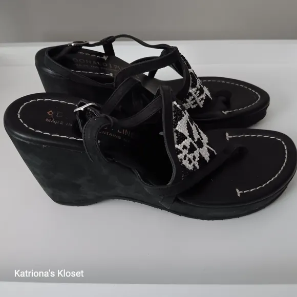Donald J Pliner Beaded Black Strappy Vito Sandals