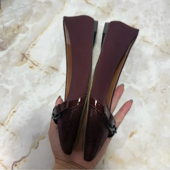 Donald J. Pliner Women’s Bettina Leather Pointed Toe Flats Burgundy Size‎ 7 1/2M