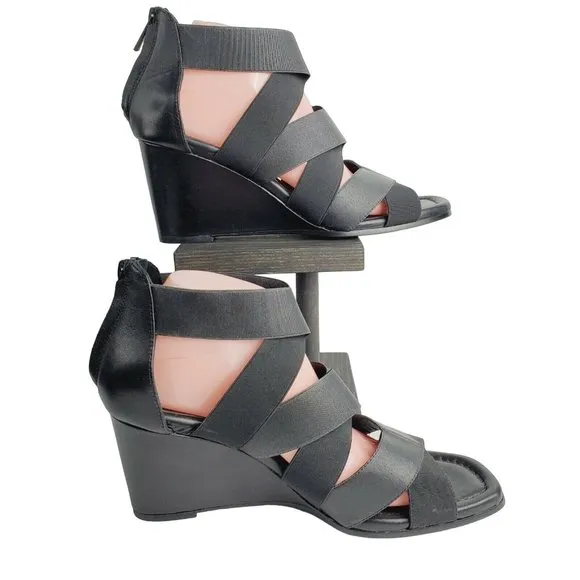 Donald Pliner Lelle Women's Black Strappy Caged Wedge Sandals Sz 9.5M