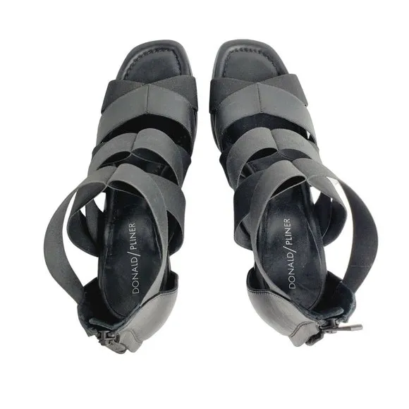 Donald Pliner Lelle Women's Black Strappy Caged Wedge Sandals Sz 9.5M