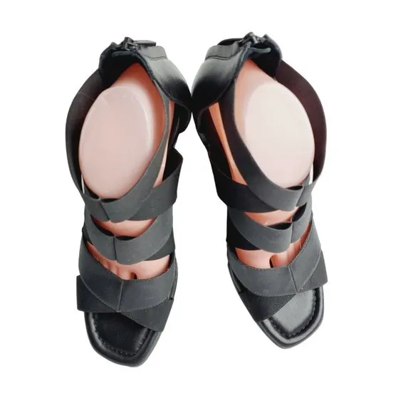 Donald Pliner Lelle Women's Black Strappy Caged Wedge Sandals Sz 9.5M