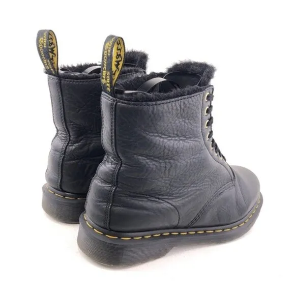 Dr. Martens 1460 Pascal Fur Black Leather Winter Boots 11