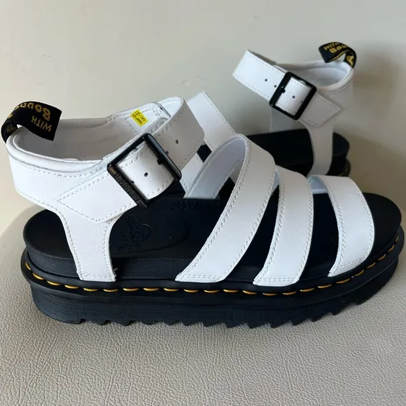 Dr Martens Blaire White Platform Ankle Strap Sandals Women’s Size 11