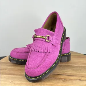 Dr. Martens Pink Adrian Snaffle Repello Calf Suede Embossed Kilie Loafers