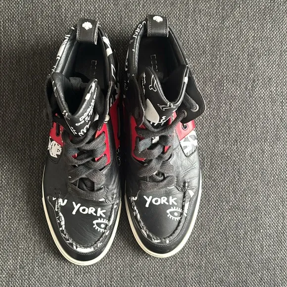 DSQUARED2 Black and Red High-Top Sneakers