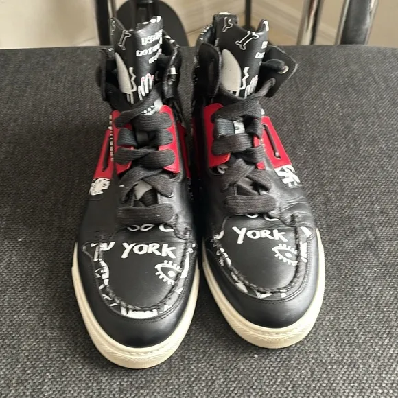 DSQUARED2 Black and Red High-Top Sneakers