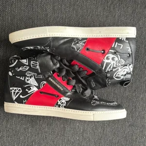 DSQUARED2 Black and Red High-Top Sneakers