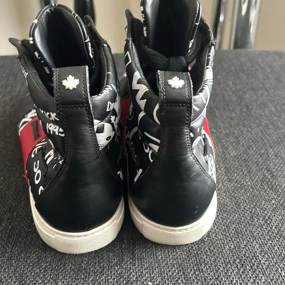 DSQUARED2 Black and Red High-Top Sneakers