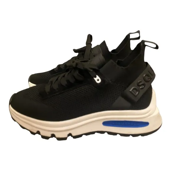 DSQUARED2 Womens Black Chunky Mesh Athletic Sneakers Lace-Up Slip-on Sock Size 9