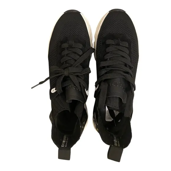 DSQUARED2 Womens Black Chunky Mesh Athletic Sneakers Lace-Up Slip-on Sock Size 9