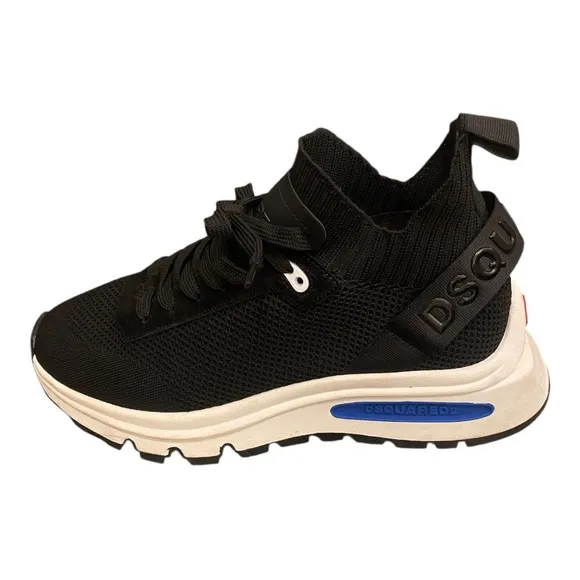 DSQUARED2 Womens Black Chunky Mesh Athletic Sneakers Lace-Up Slip-on Sock Size 9
