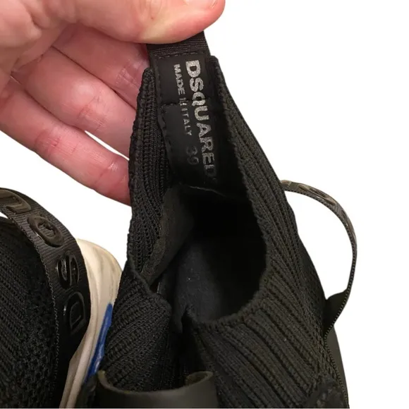 DSQUARED2 Womens Black Chunky Mesh Athletic Sneakers Lace-Up Slip-on Sock Size 9